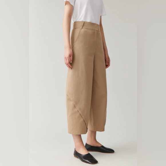 NWT COS Cotton Trousers With Wrapped Seams In Beige - Picture 3 of 8
